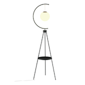 Floor lamp with a semicircular frame and a suspended ball-shaped shade on a metal tripod Article Number: ullvi01