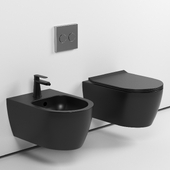 Spülrandloses Wand WC mit Soft Close Deckel abnehmbar - Aldo Schwarz Matt