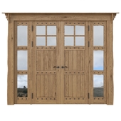 Hinged wooden door made of solid pine