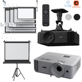 Projector Acer X1326AWH black and white + projection screens