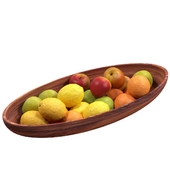 Wooden vase with fruit