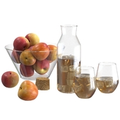 Apple juice in a decanter and apples in a vase (Ikea dishes)