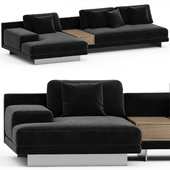 Dresden Sectional Sofa Vintage Velvet Black