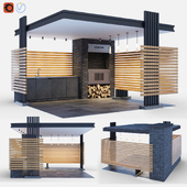 Modern gazebo with summer kitchen