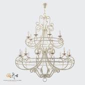 Classic two-tier chandelier for 20 bulbs with a rim