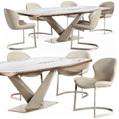 Stratos table Rachel cantilever chair