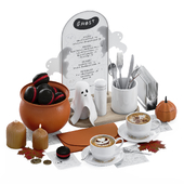 Table setting for cafes and restaurants for Halloween