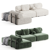 Sectional fabric sofa with chaise longue