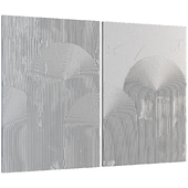 Bas-relief gypsum wall decorative panel Japan lines waves landscape