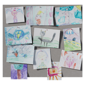 Pinboard with original children's drawings_3