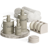Clend cosmetics set for bathroom