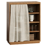 Sideboard cabinet with linen curtain