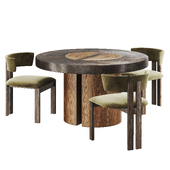 Rodin Сhair Acacius Round Dining Table by Arhaus