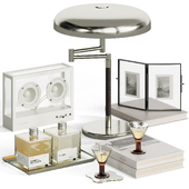 Decorative set with transparent speaker and Ikea Art Deco Grimsö Table Lamp