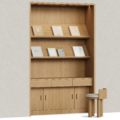 Japandi style workplace with low back stool