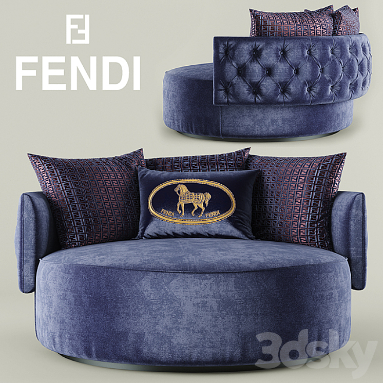 Armchair Fendi Casa Efea Capitonne Arm chair 3D model