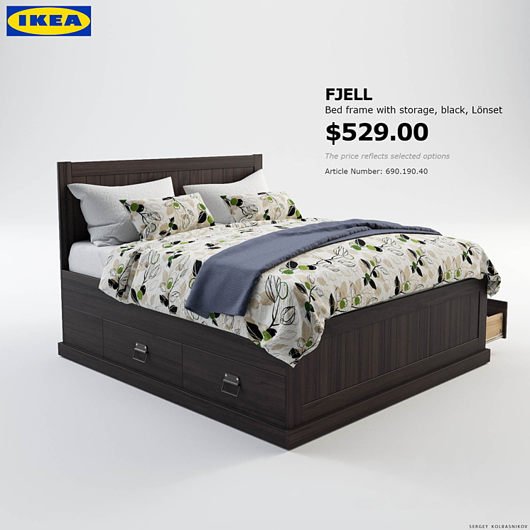 Fjell IKEA Bed 3D model
