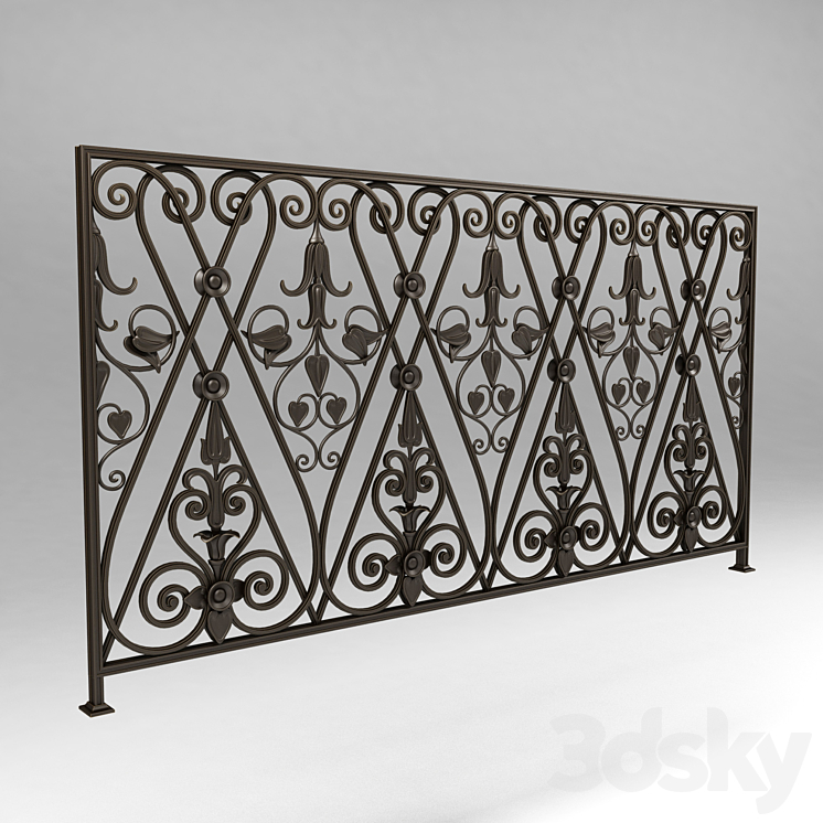 Wrought iron railing 3839 - Staircase - 3D model