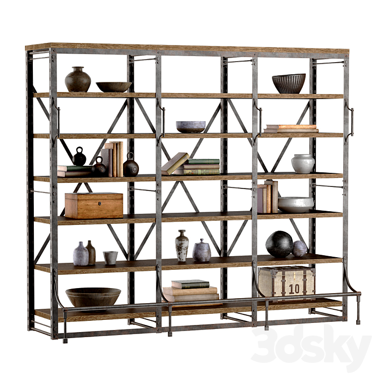 Parts Rack Library Style FRENCH LIBRARY WIDE RACK II - Rack - 3D model