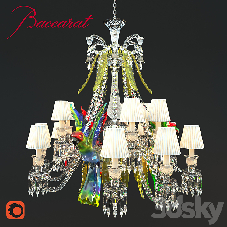 Baccarat - Zenith Collection with parrots - Pendant light - 3D model