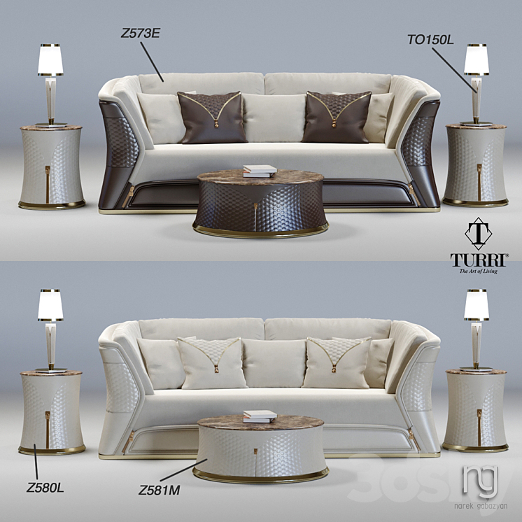 Turri set 01 - Sofa - 3D model