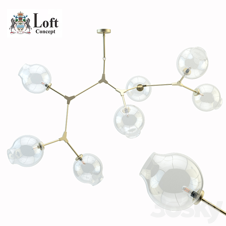 Branching Bubble Chandelier Glass - Pendant light - 3D model