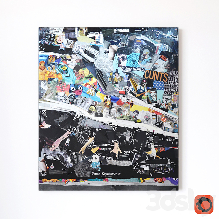 Decorative panel, collage - Frame - 3D model