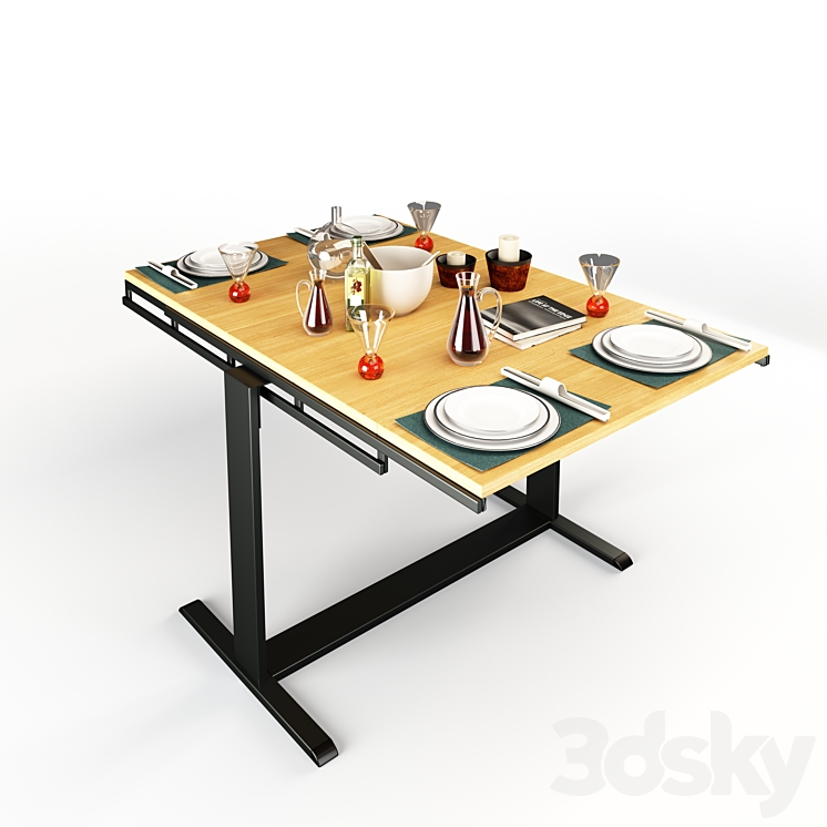 Swing Table transforms to Shelf (Rigged and Animated) - Table - 3D model