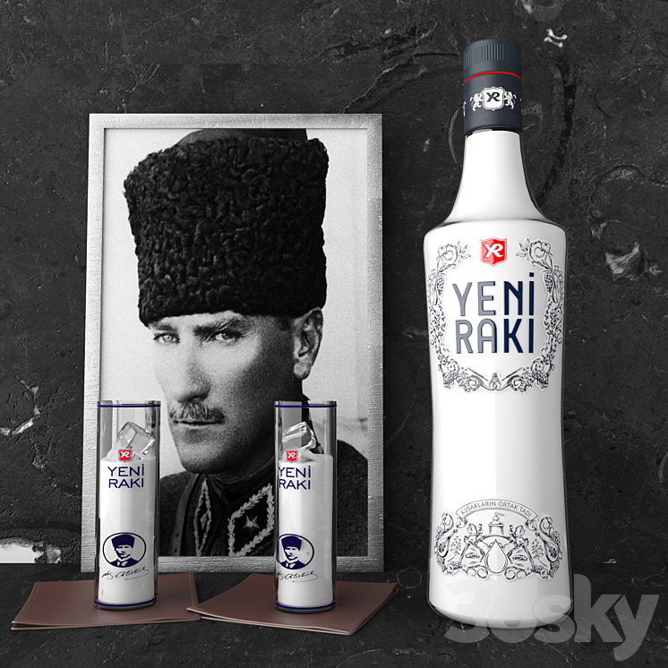 Turkish Yeni Rakı 70 cl Vray - Food and drinks - 3D model
