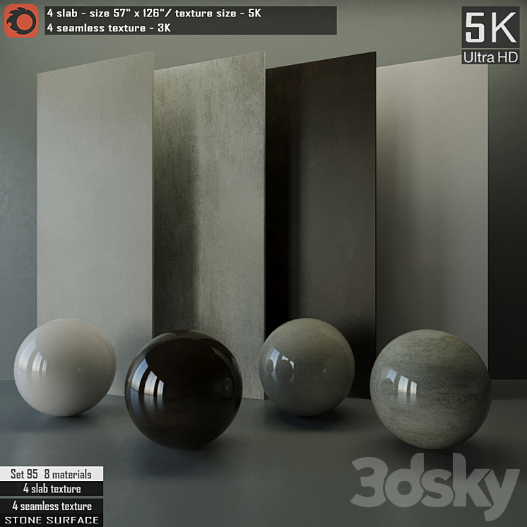 Stone Slab & Seamless texture Set 95 - Stone - 3D model