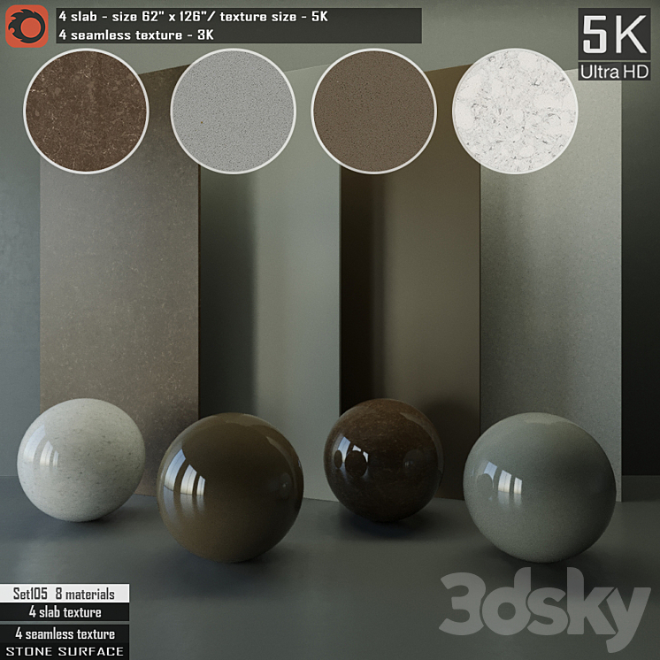 Stone Slab & Seamless texture Set 105 - Stone - 3D model