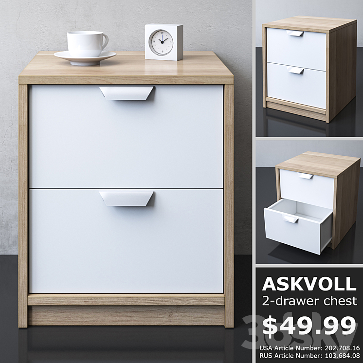 IKEA ASKVOLL 2 drawer chest Sideboard Chest of drawer 3D model