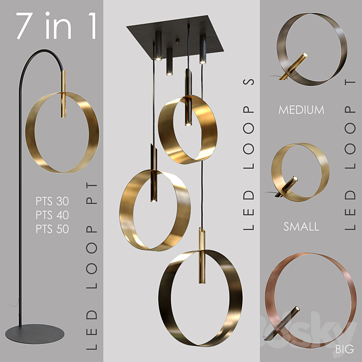 Led Loop P5 Riflessi A set of fixtures from RIFLESSI_collection LED LOOP - Pendant light ...