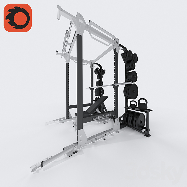 Hammer Strength Full Rack - Sports - 3D model