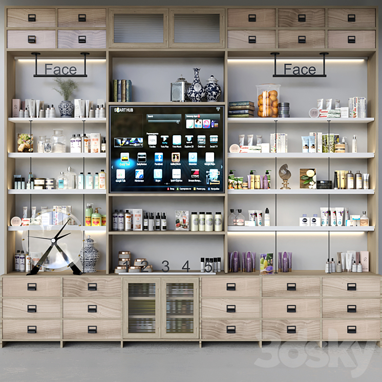 Closet with cosmetics for personal care in a beauty salon - Beauty ...