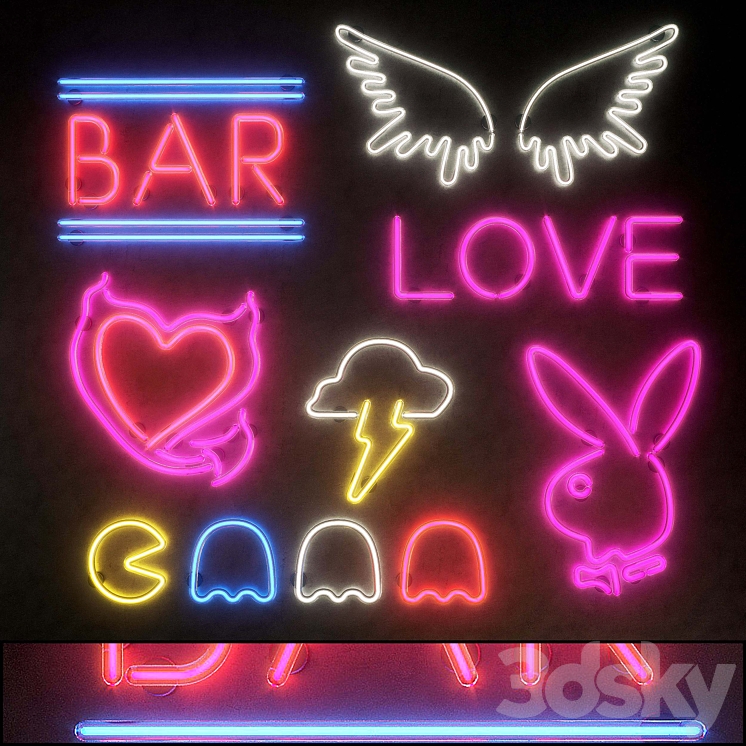 Light modules. Set 17. Neon - Neon - 3D model