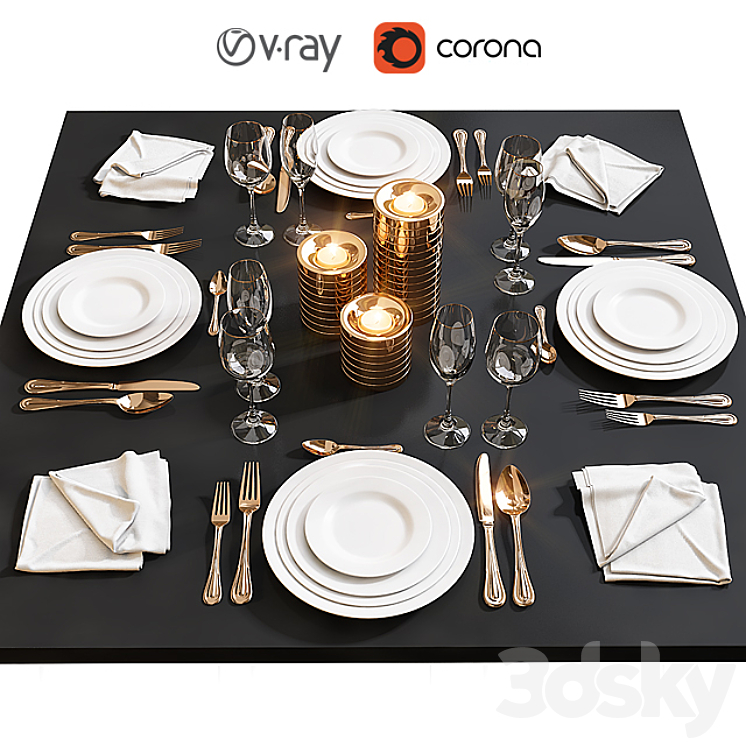 Table setting 17 - Tableware - 3D model