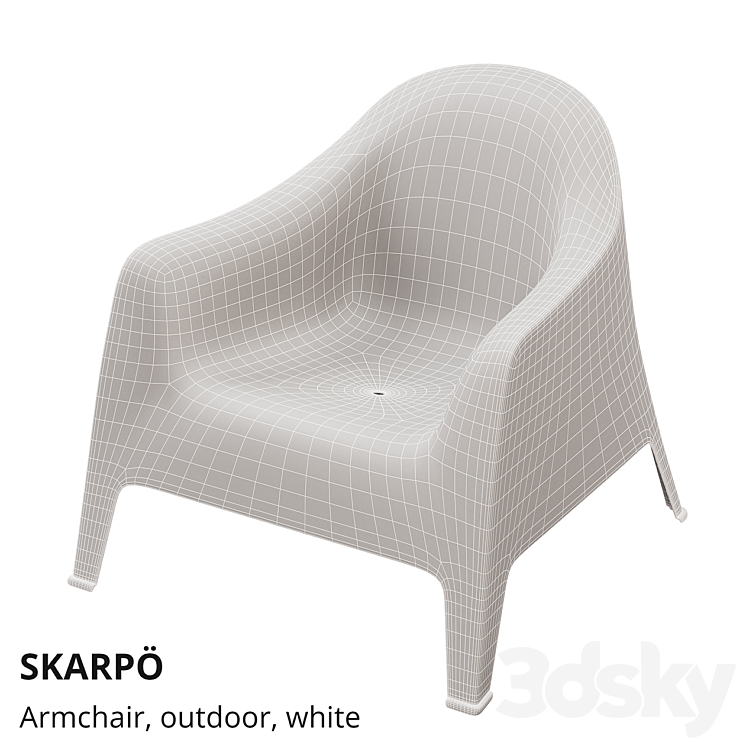 Skarpö White Outdoor Chairs IKEA SKARPO Armchair Arm Chair 3D Model
