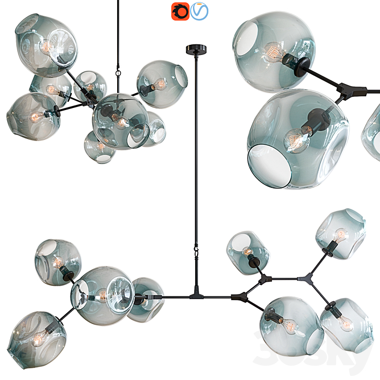 Branching Bubble Pendant lights Black Body Nordic - Pendant light - 3D ...