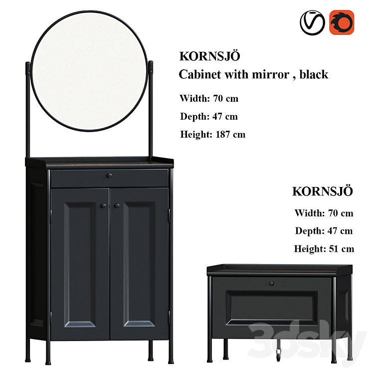 IKEA KORNSJO Sideboard Chest of drawer 3D model