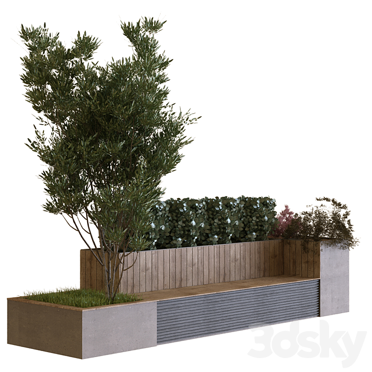 plants tree set 06 (bench) - Urban environment - 3D model