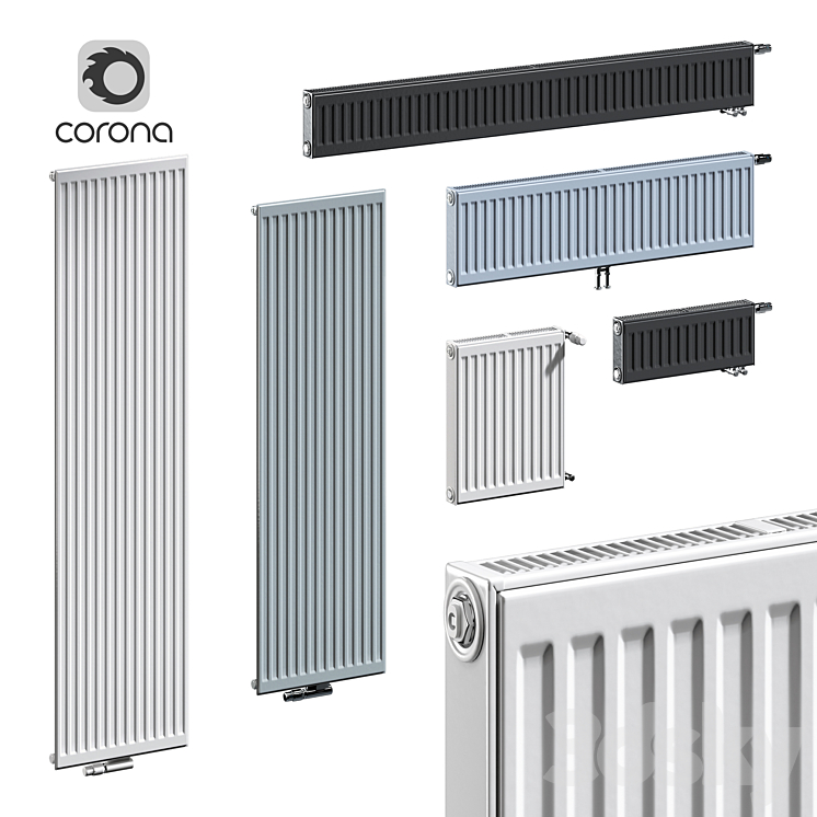 Permo Compact Radiators Purmo compact ventil vertical ventil m - Radiator - 3D model