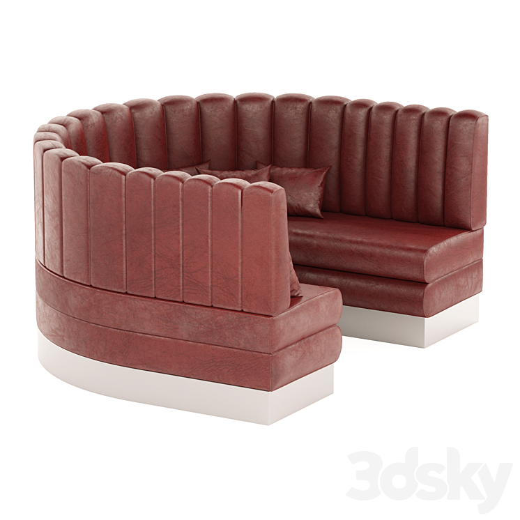 Semi-circular Booth Seating Sofa 3D model