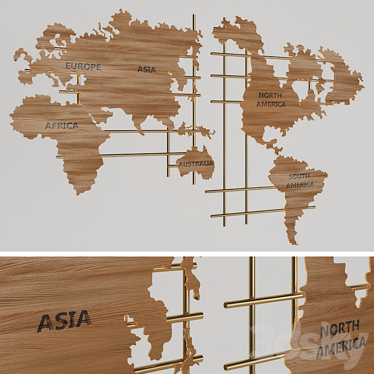 Wall Panel Map Wall Wood Map Panel - Other decorative objects - 3D model
