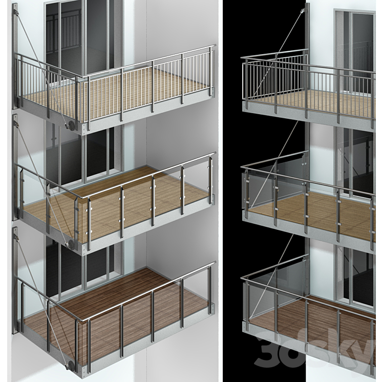 Metal balcony / Metal balcony (3 types of cantilever balconies ...