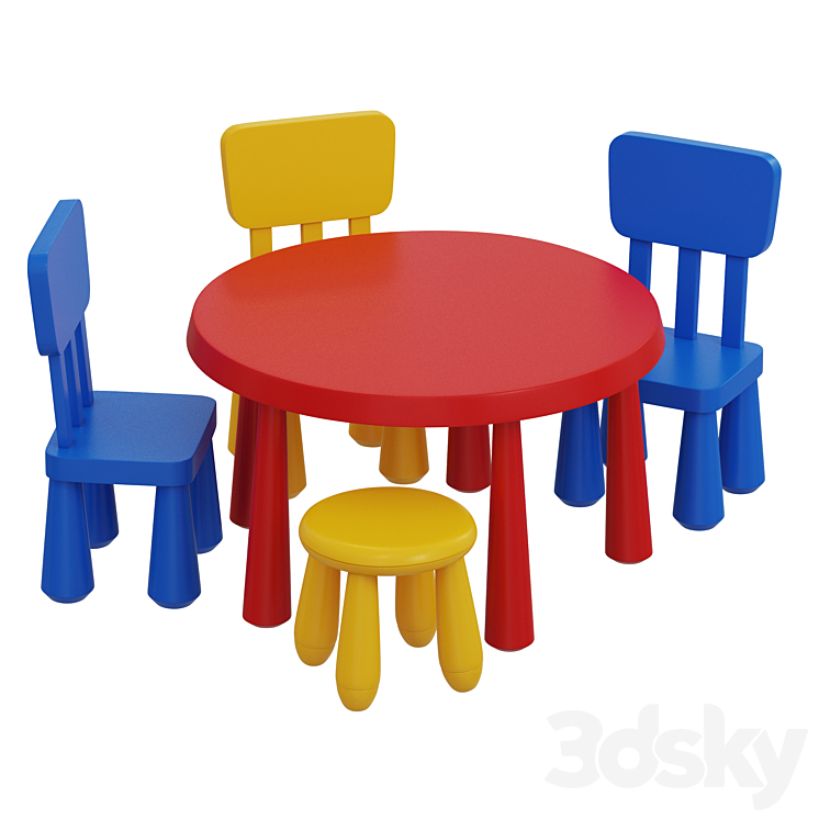 Ikea Mammut Table Chair 3D model