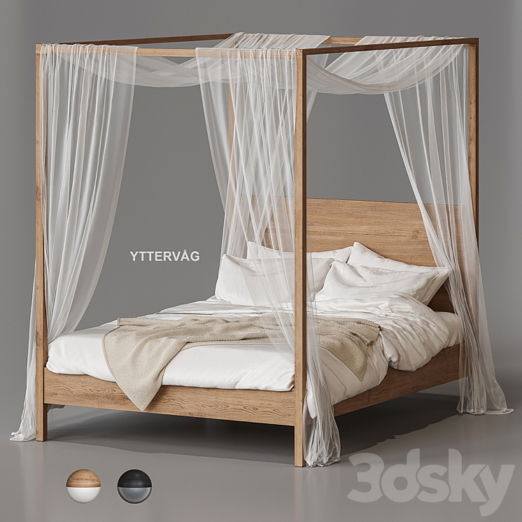Ikea Yttervag Four Poster Bed Bed 3D model