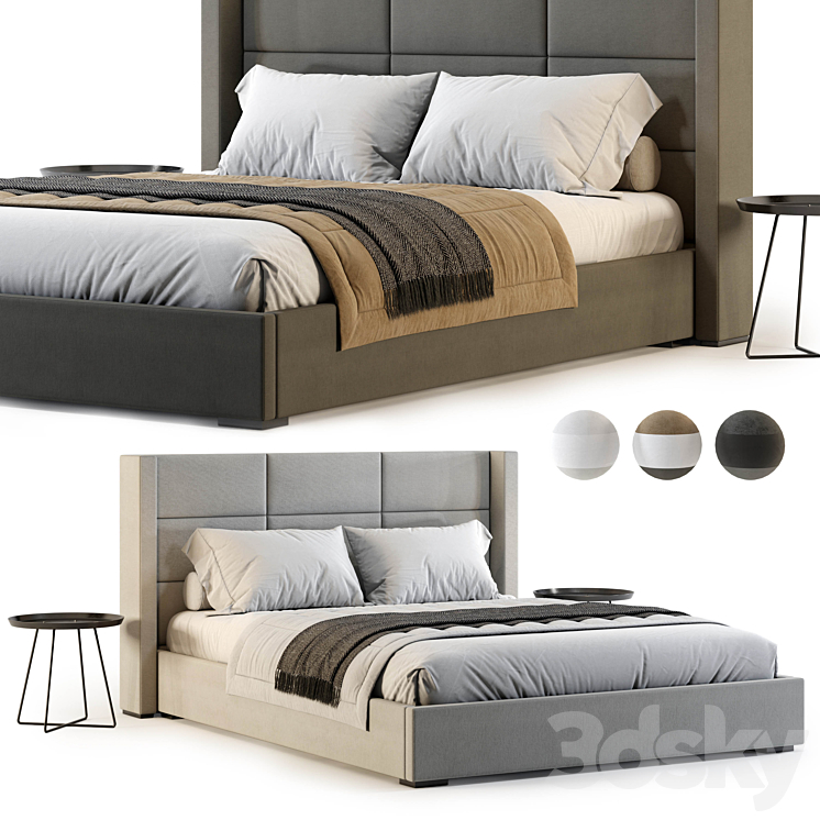 Rh Mdena Rectangular Bed - Bed - 3D model