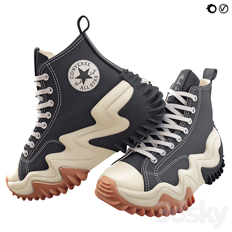 印象のデザイン Star Run Converse Motion model 3D - Footwear - Black Platform 靴