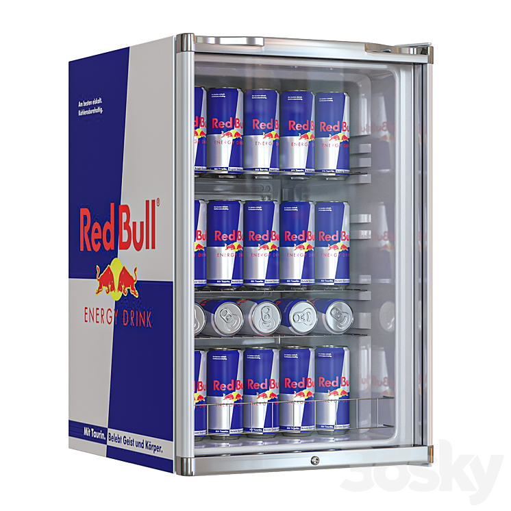 Red Bull Mini Refrigerator Shop 3D model